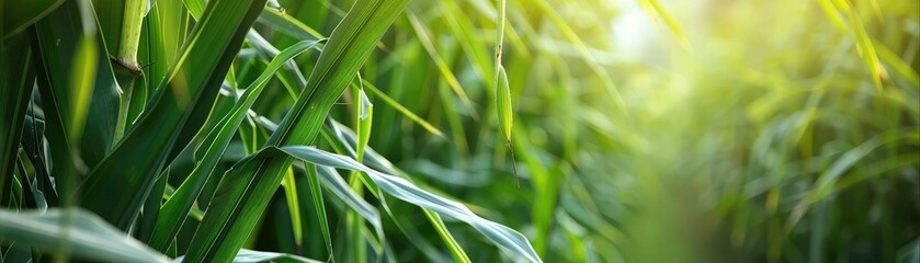 Fototapeta premium Eco-friendly farming innovations, sugarcane fields, renewable techniques, healthy growth