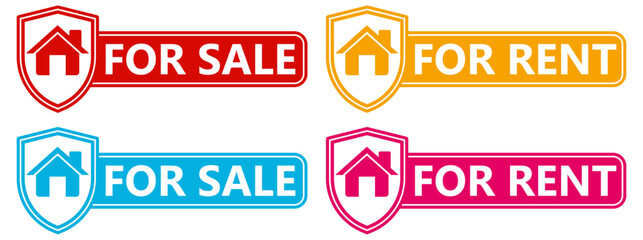 set sign home for sale and rent icon. real estate sale template design vector illustration
