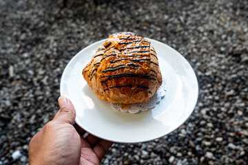 brown bread on a white plate