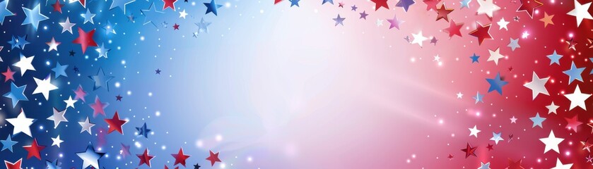 Vibrant abstract background with stars in red, white, and blue, perfect for festive celebrations and patriotic themes.