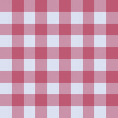 Seamless plaid pattern with pink and white colors, The design consists of intersecting stripes squares, creating a classic checkered look.