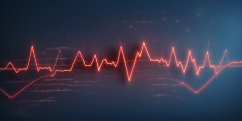 Digital illustration ECG Electrocardiogram pulse background dark