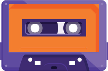 Purple and orange audio cassette tape is playing music