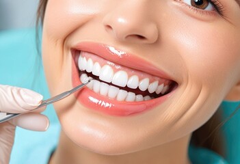 Fototapeta premium Smiling at the dentist’s office, exuding confidence and a positive attitude while in the dental chair