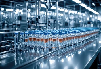 Automated vaccine production line featuring advanced machinery for efficient and precise manufacturing processes