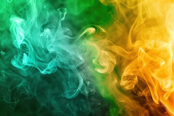 Obraz premium Abstract Green and Yellow Smoke Swirls