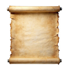 Scroll of old parchment paper isolated on transparent background