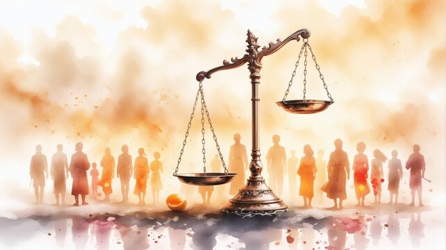 Digital illustration balance scale which symbol justice balance