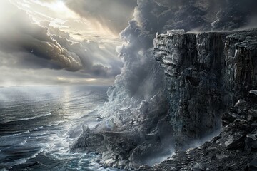 Towering Cliffside Overlooking a Stormy Sea