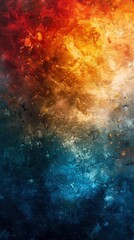 Obraz premium Abstract Watercolor Painting with Red, Orange, Yellow, and Blue Hues