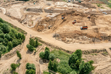 earthworks. leveling ground. preparation of the land for construction. large construction site...