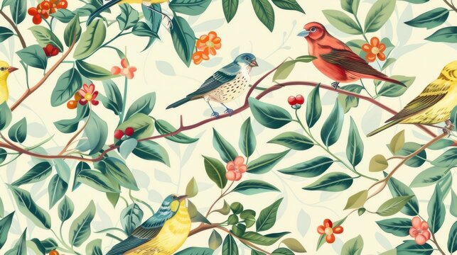 Vintage bird's-wing design, spring frame seamless