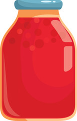 Glass jar filled with red berry jam conserve isolated on white background