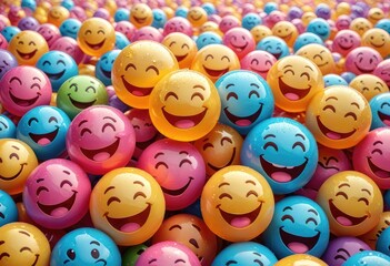 cartoon smiley face icons set for happy emotions