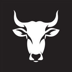 bull cow head with horns business icon tattoo illustration design for t-shirt printing black and white icon in high quality