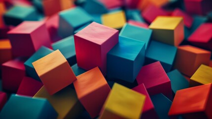 A vibrant abstract background of colorful cubes.