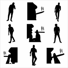 Collection of silhouettes of men smoking