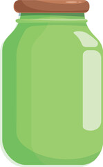 Green glass jar with brown cap is standing and waiting to be filled with something