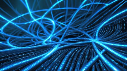 Close-up network blue lines numbers are arranged radial Abstract