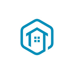 Fototapeta premium Hexagon Home logo design vector template