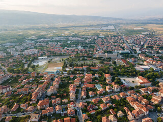 Aerial view of town of Petrich, Bulgaria