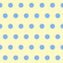 seamless pattern: blue with yellow flowers against light yellow background