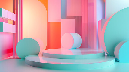 geometric 3d background in pastel color