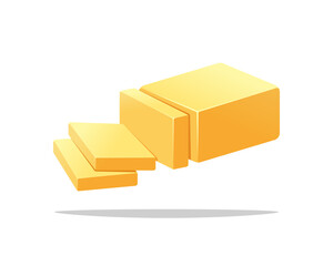 Slice of butter vector isolated on white background.