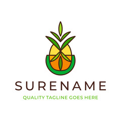 Pineapple fruit farmer logo design simple modern and minimalist graphic design illustration