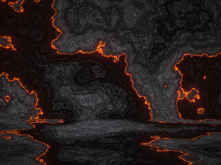 Black volcanic lava rock background. Coolled igneous stone.