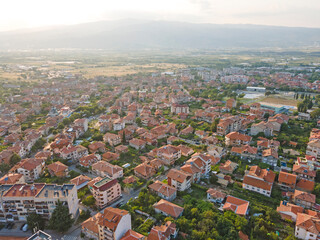 Aerial view of town of Petrich, Bulgaria