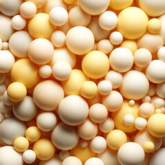 Seamless texture of yellow and white balls 3D rendering
