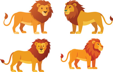  Lion animal flat vector illustration on white background