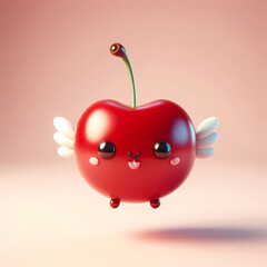 Blackberry fruit with eyes, mouth and tongue out. 3d illustration