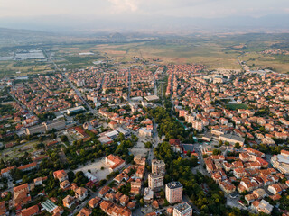 Aerial view of town of Petrich, Bulgaria