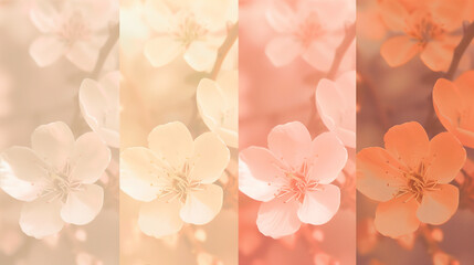 A minimalist abstract floral artwork using Pale Peach, Light Coral, Deep Black, and Pure White. Highlights color contrast and harmony, ideal for modern and refined designs.