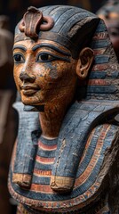Ancient Egyptian Statue of a Pharaoh with a Cobra Headdress