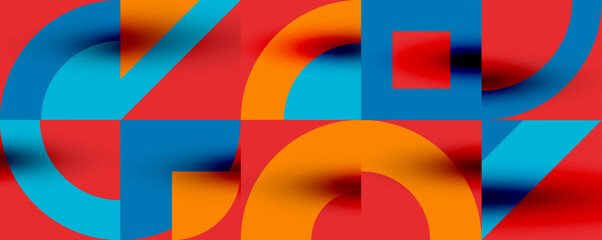 Neo memphis geometric pattern with circles, squares. Pop art abstract background for covers, banners, flyers and posters and other templates