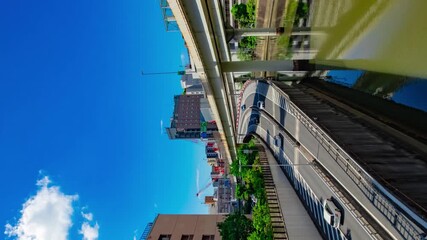 A timelapse of traffic jam at the city highway in Tokyo vertical composition tilt - Powered by Adobe