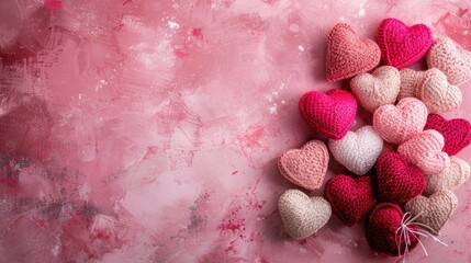 Valentine s Day Hearts Top View with Copy Space