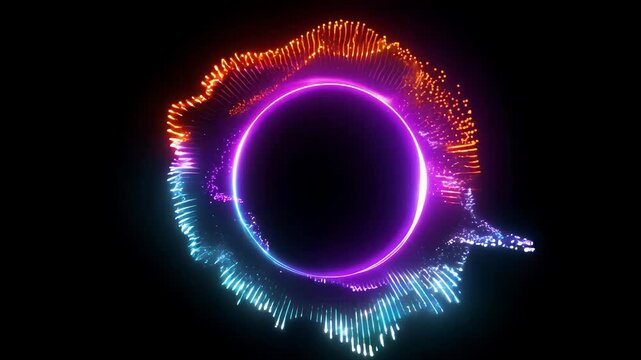 Colorful Neon Sound Wave Circle