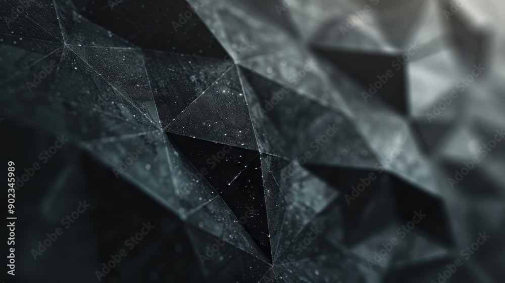 Poster a textured surface showcases a dark geometric design with sharp angles and subtle reflections