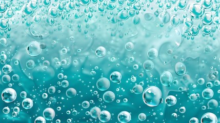 blue water surface with splash and air bubbles on white backgtround