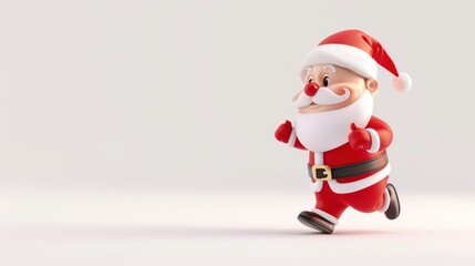 Obraz premium Cute cartoon santa cruz walking on white background