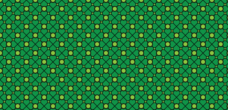 Geometric clover leaf green color  vector seamless pattern for background and wallpaper eps.