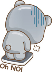a vector of a cute bear checking his weight