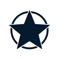 Star in a circle. Vector linear icon isolated on white background.