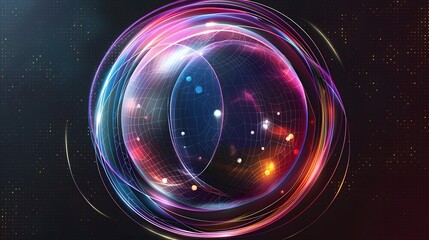 Protection sphere shield with hexagon pattern on blue background. Glass Dome shield. Glowing bubble shield in the form of a force energy field. Protection and safety concept. Vector illustration.
