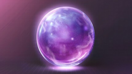 Protection sphere shield with hexagon pattern on blue background. Glass Dome shield. Glowing bubble shield in the form of a force energy field. Protection and safety concept. Vector illustration.