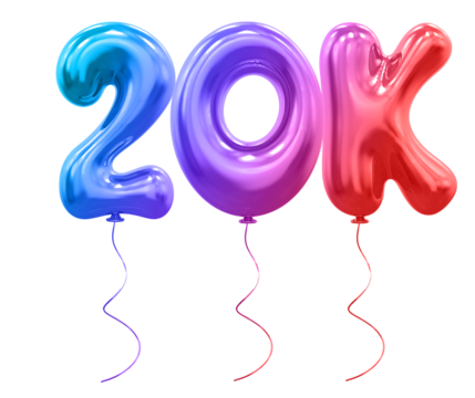 20K Follow Gradient Number Balloon 3d